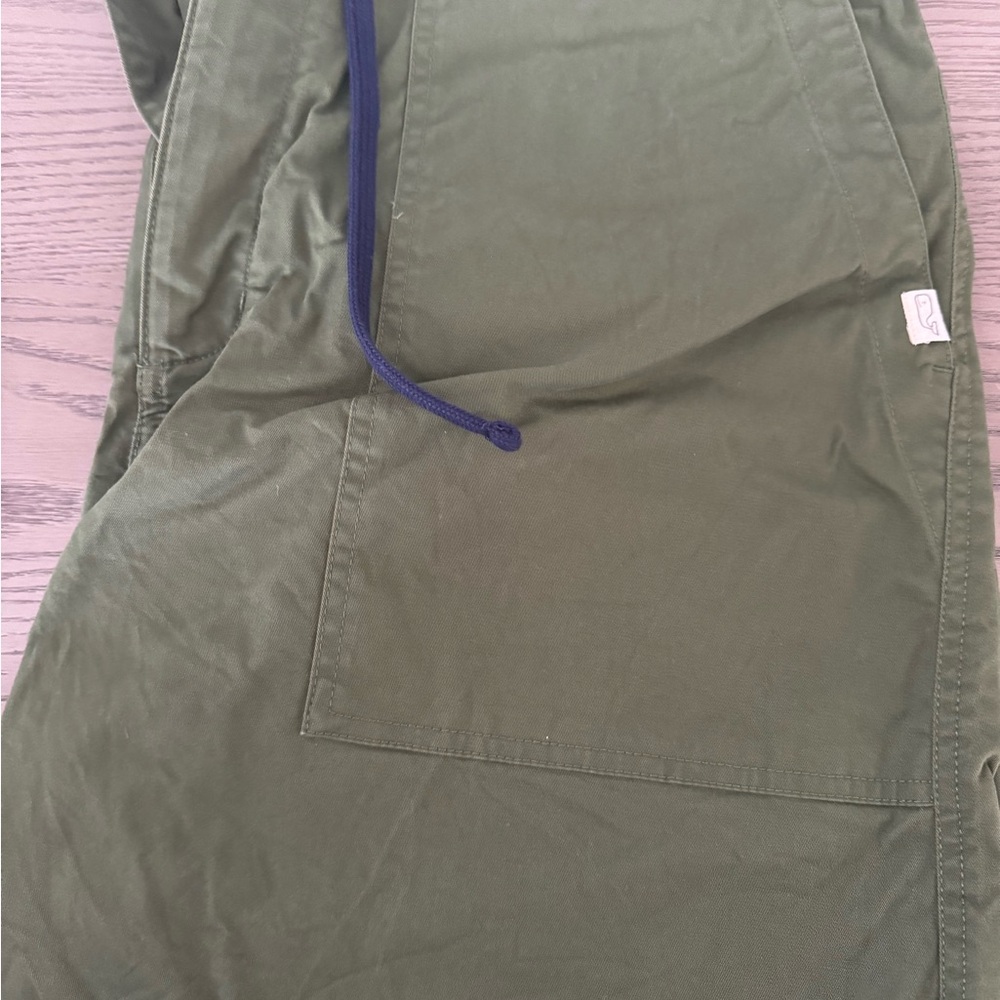 Olive Green Vineyard Vines Shorts with Blue Drawstring